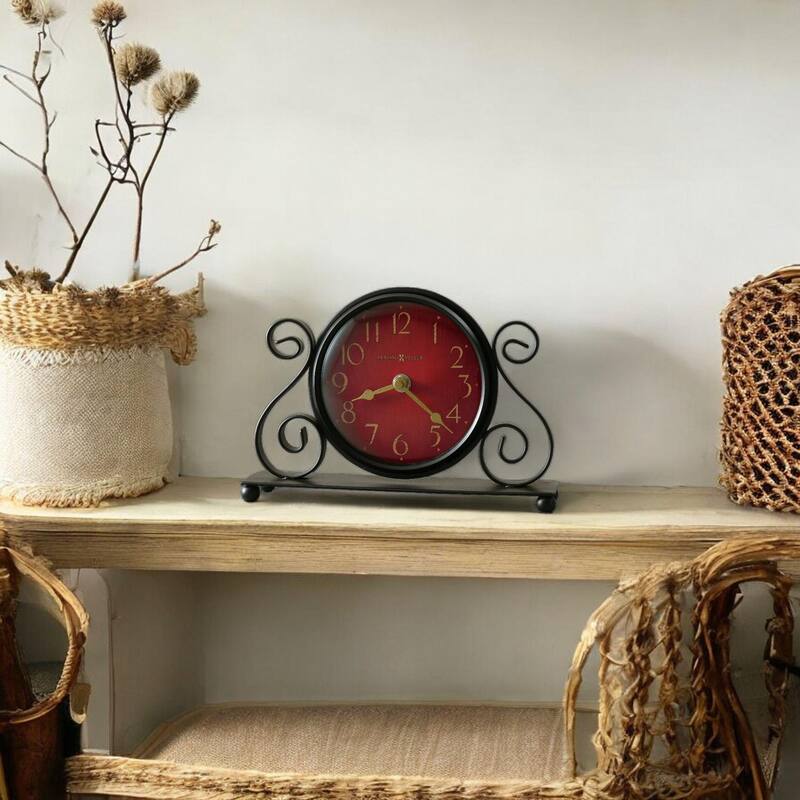 Howard Miller Marisa Antique Vintage Old World Classic Mantel Clock - Black-Red