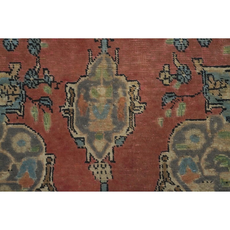 Hand Knotted Oriental 100% Wool Carpet Traditional Medallion Oranges & Rust Tabriz Area Rug - 9' 8'' X 6' 4''
