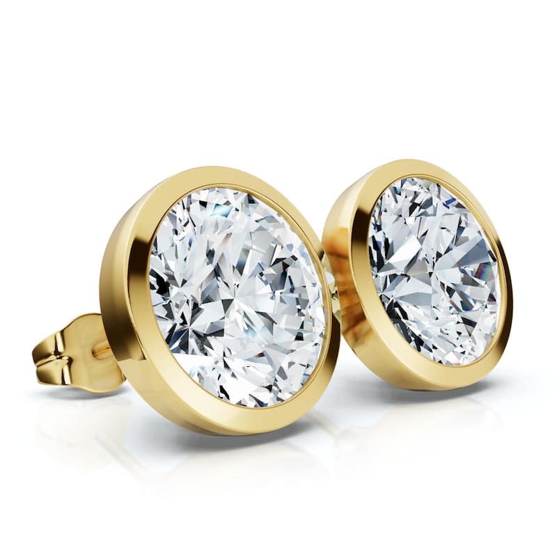 Bliss Diamond Certified 6Ct TW Martini Bezel Diamond Studs Gold Lab Grown - Yellow