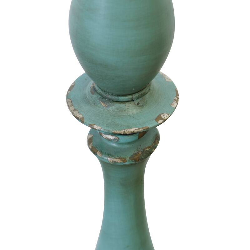 StyleCraft Charlton Distressed Blue Table Lamp - Taupe Hardback Silk Shade