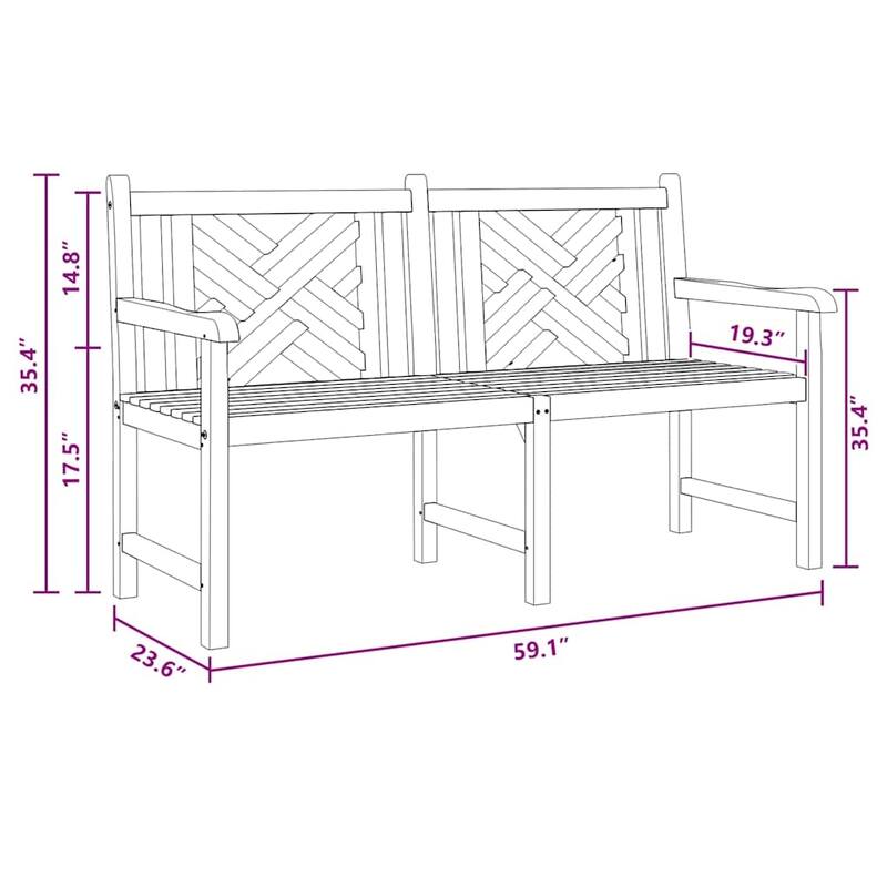 vidaXL Garden Bench Brown 150 x 60 x 90 cm Solid teak wood - 23.6 x 59.1 x 35.4