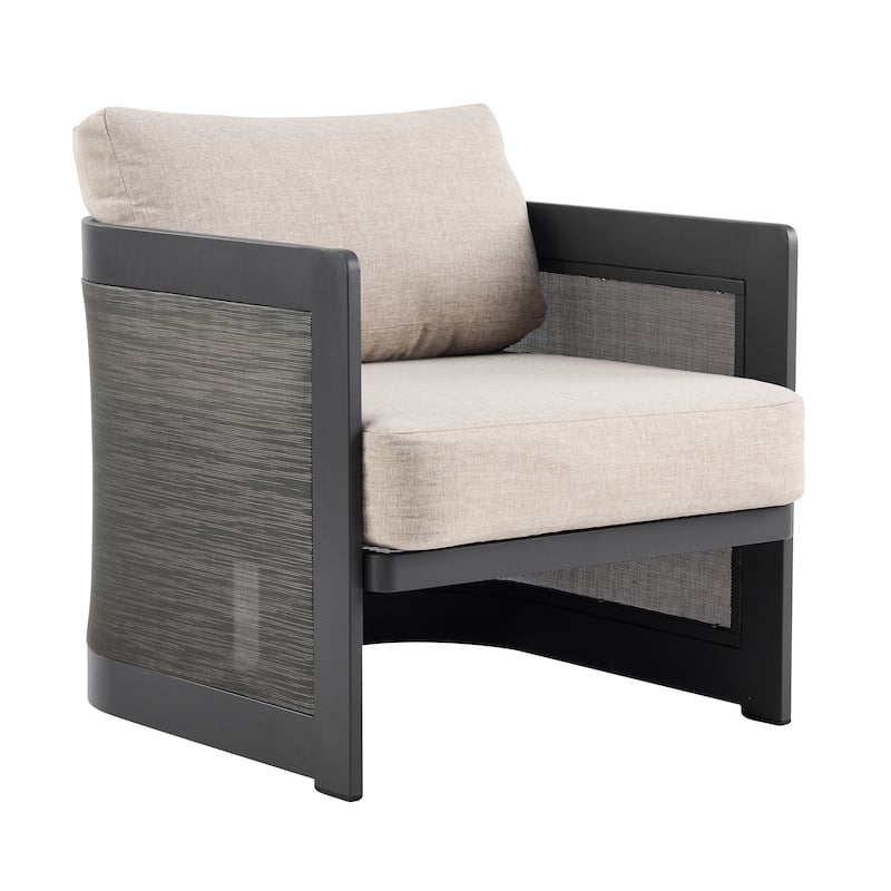 Christopher Knight Home - Modern Aluminum 3-Piece Outdoor Conversation Set with Mesh Panels and Olefin Cushions (No Table)