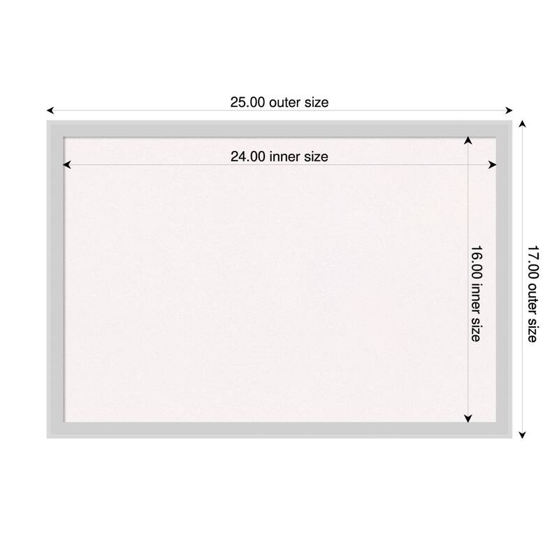 Incline Silver Wood Framed Cork Board - Bulletin Board, Organization Board, Pin Board - White - 25 x 17 in