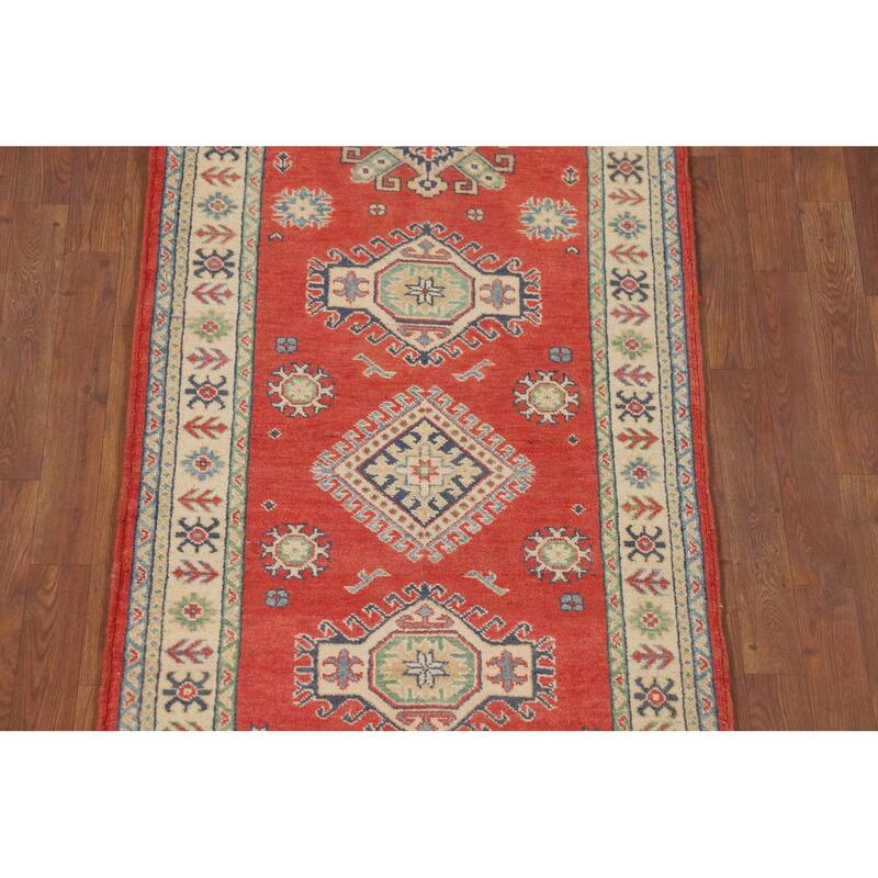 Oriental Kazak Runner Rug Handmade Wool Carpet - 2'10" x 9'1"