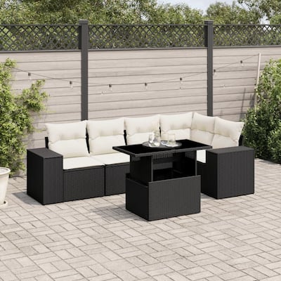 vidaXL Patio Sofa Set with Cushions Outdoor Furniture 6 Piece Poly Rattan