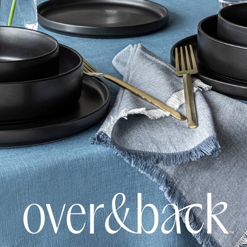 over&back Woven Frayed Chambray Cotton Cloth Napkins - Machine Washable - Set of 4