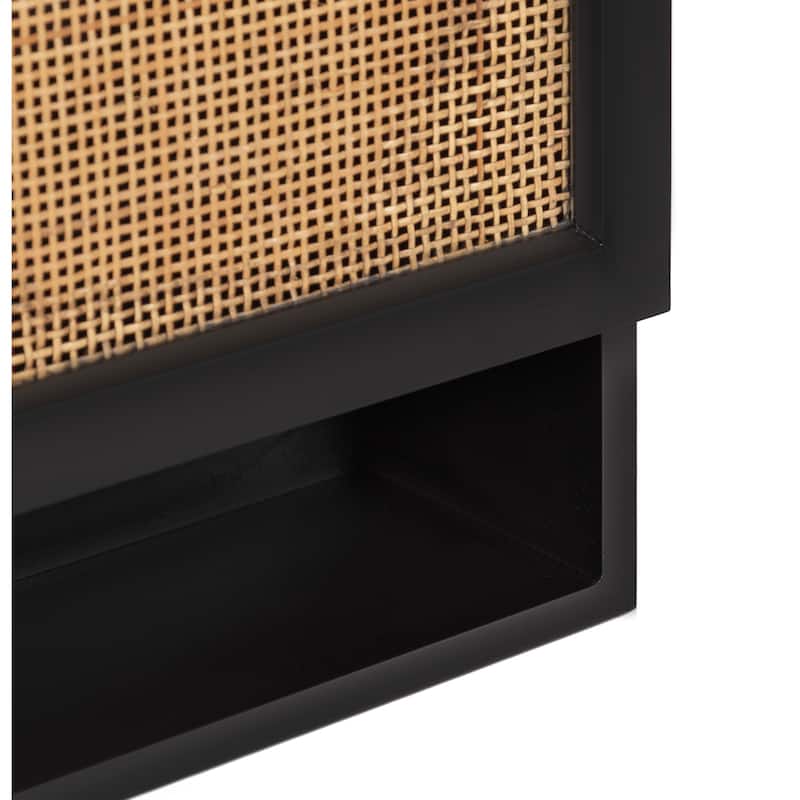Kate and Laurel Ori Rattan Wall Cabinet with Cubby