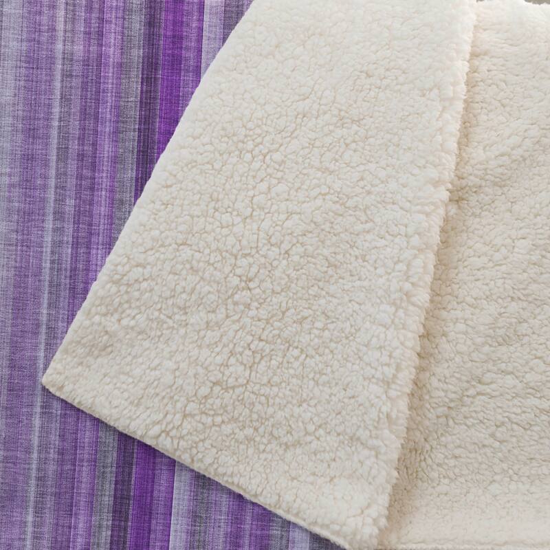 Premium Machine Washable Contemporary Stripe Sherpa Throw Blanket