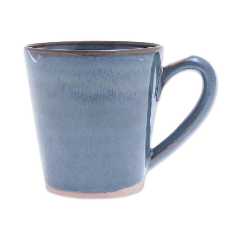 Novica Handmade Blue Crush Ceramic Mug