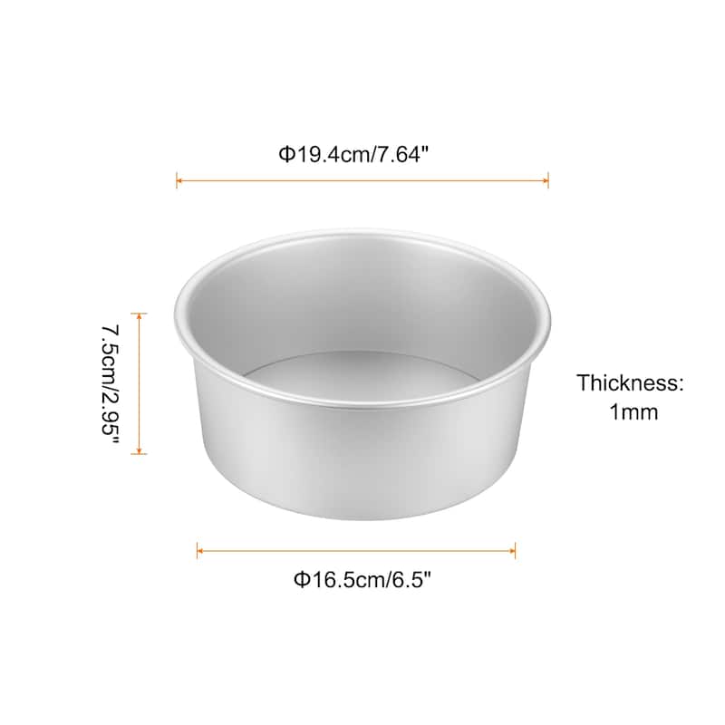 Round Cake Pan w Removable Loose Bottom Anodized Aluminum Baking Pan - Silver Tone - 7"