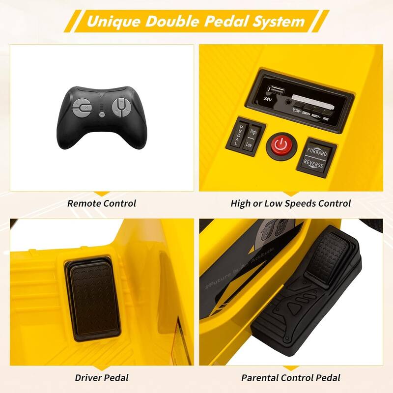 24V 2 Seaters 4-Wheelers Electric Ride On Toy for Kids, Two Driver Modes + Remote Control Modes