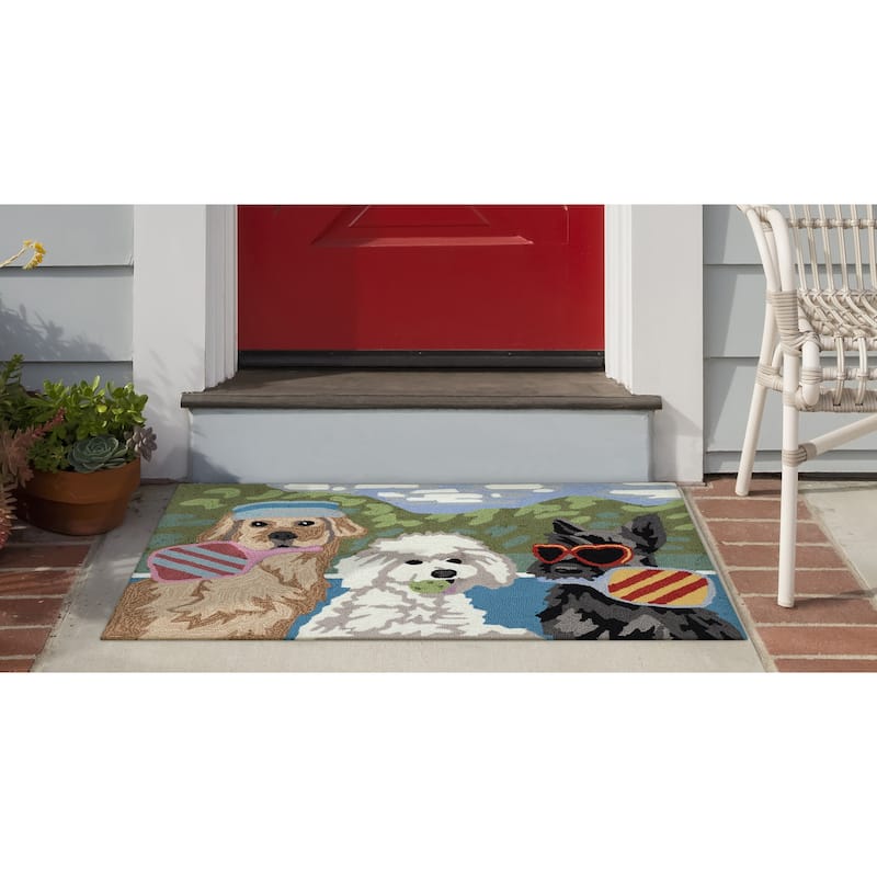 Liora Manne Frontporch Pickled Pups Indoor/Outdoor Rug - 2'6" x 4'
