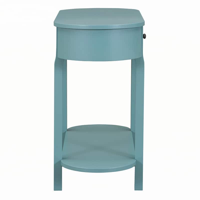 Retro Console Table with Curved Design,Turquoise Green