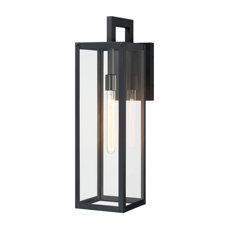 Black Modern Outdoor Wall Sconce Light - 25 in. H