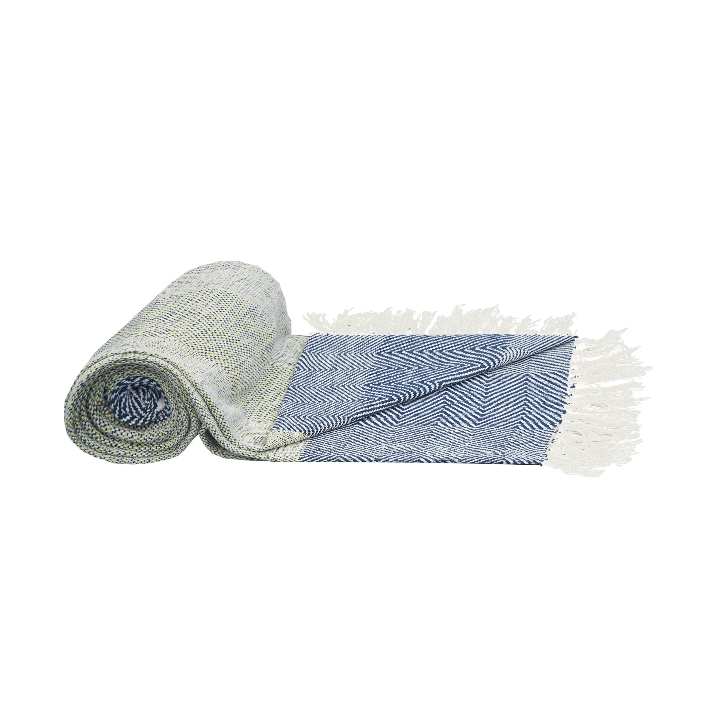 Jason Blue & Citron Green 100% Cotton Accent Throw Blanket 50" x 60"