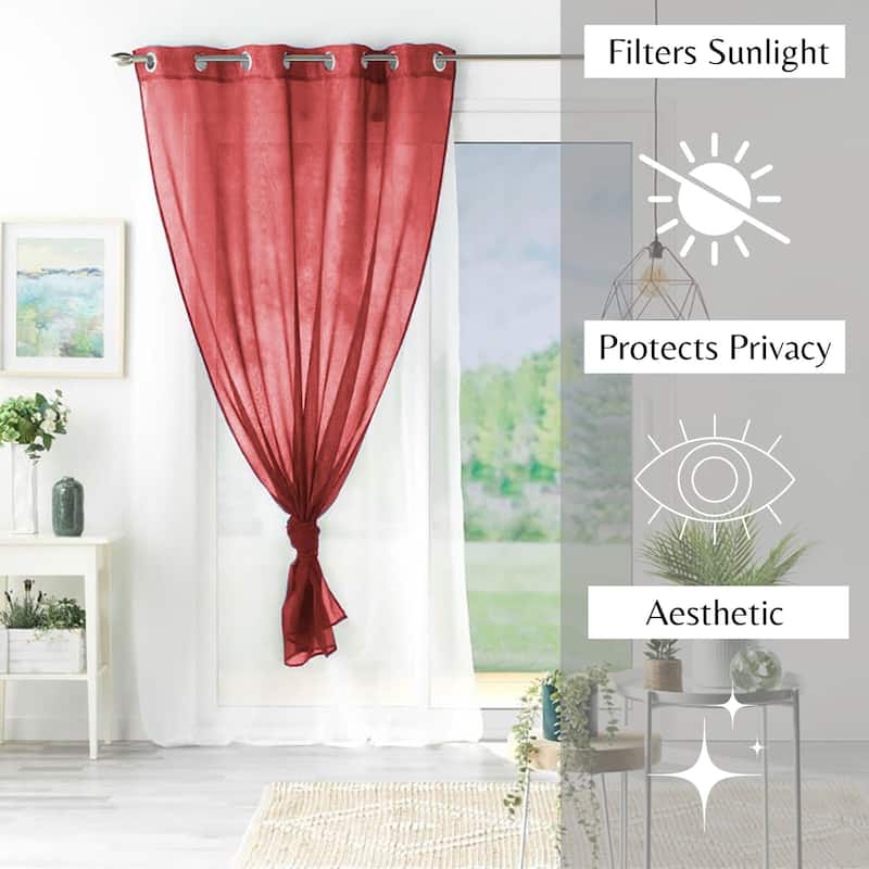 Double Layer Window Extra Wide Curtain Drape Elegant Two-Tone Sheer Curtain