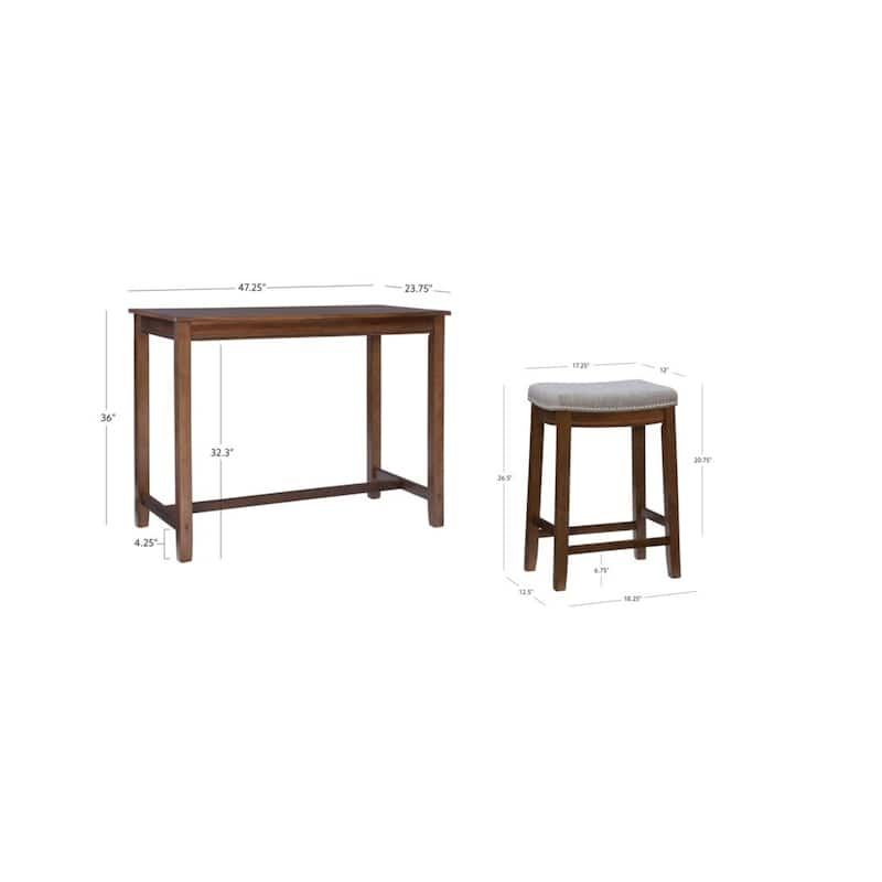 3-Piece Counter Table and Stools - 47.25" - Brown and Beige