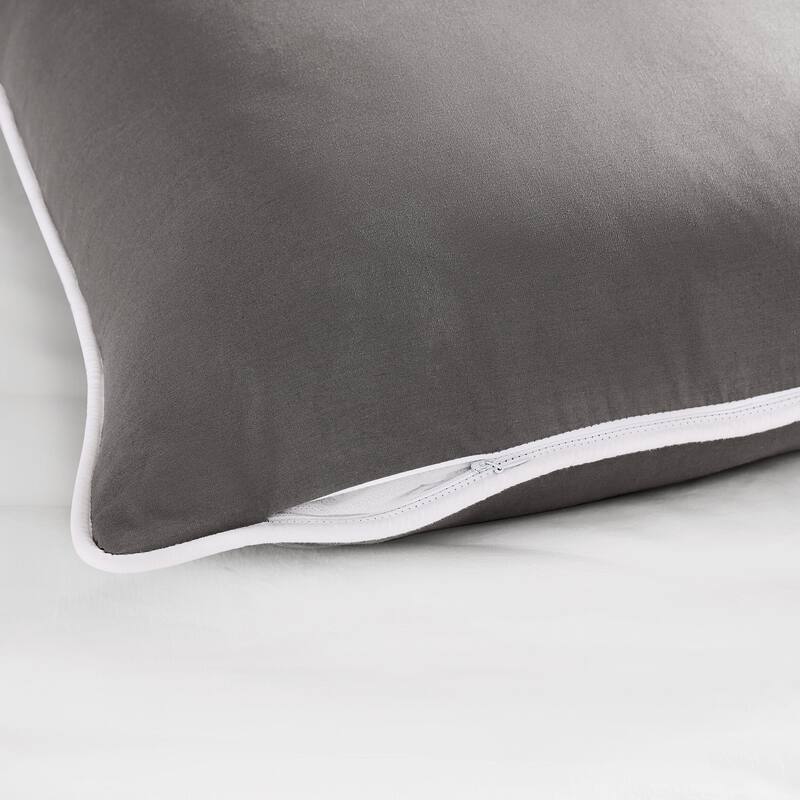 Brooklyn Loom Solid Contrast Piped Decorative Pillow