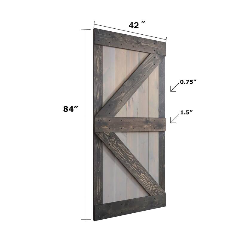 Coast Sequoia 42in x 84in K Series Multi-Color Pine Wood Sliding Barn Door With Hardware Kit