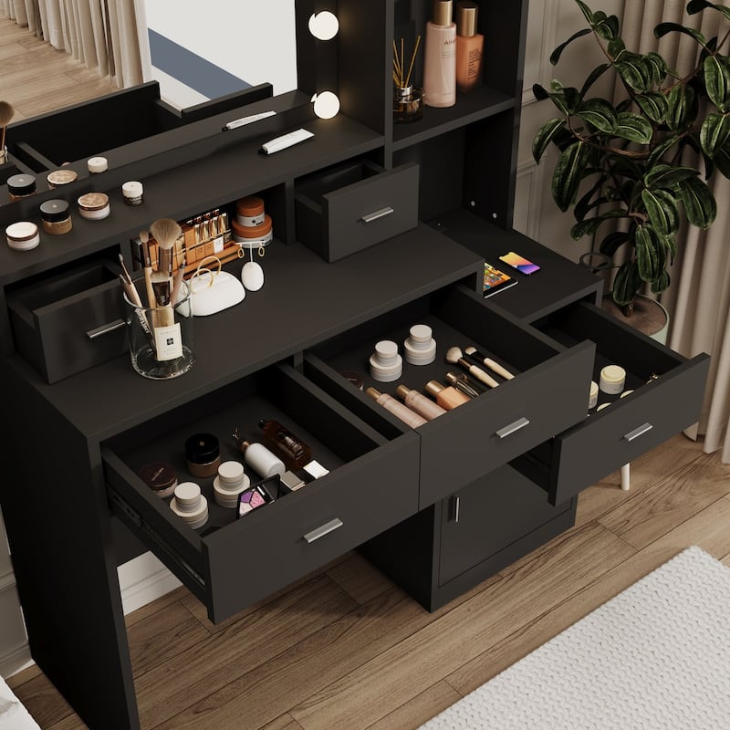 5 drawer 43.31 in. W Dresser Table with Mirror