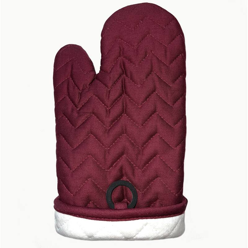 Burgundy Heat Resistant Thick Soft Quilted Lining Kitchen Oven Glove Mitts With Silicone Treatment - 1 Pair