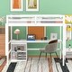 preview thumbnail 1 of 37, Kids Twin Loft Bed with Desk, Cabinet and Writing Board, Guardrails White - Twin