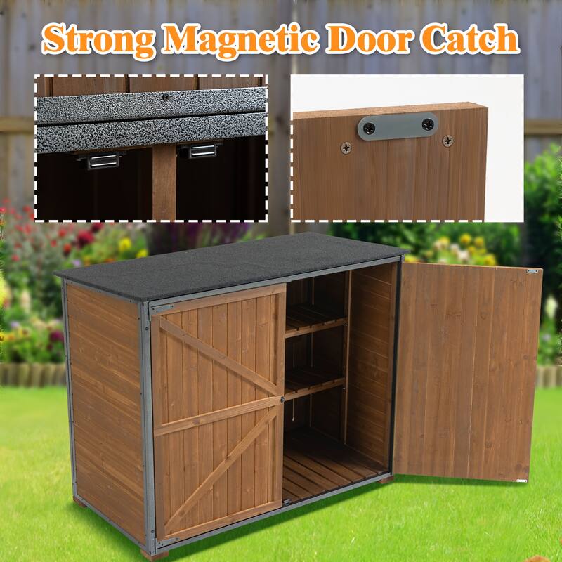 Outdoor Storage Cabinet 50.4"L X 26.8"W X 41"H, Garden Shed Tool Shed with Metal Frame Structure for Backyard Garden Patio Lawn