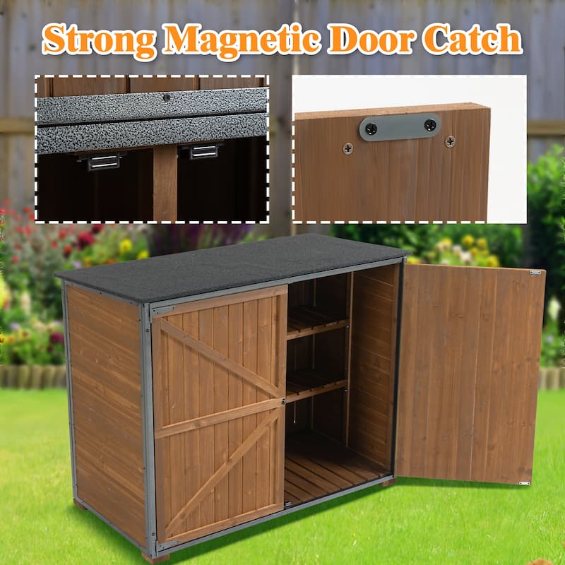 Outdoor Storage Cabinet 50.4"L X 26.8"W X 41"H, Garden Shed Tool Shed with Metal Frame Structure for Backyard Garden
