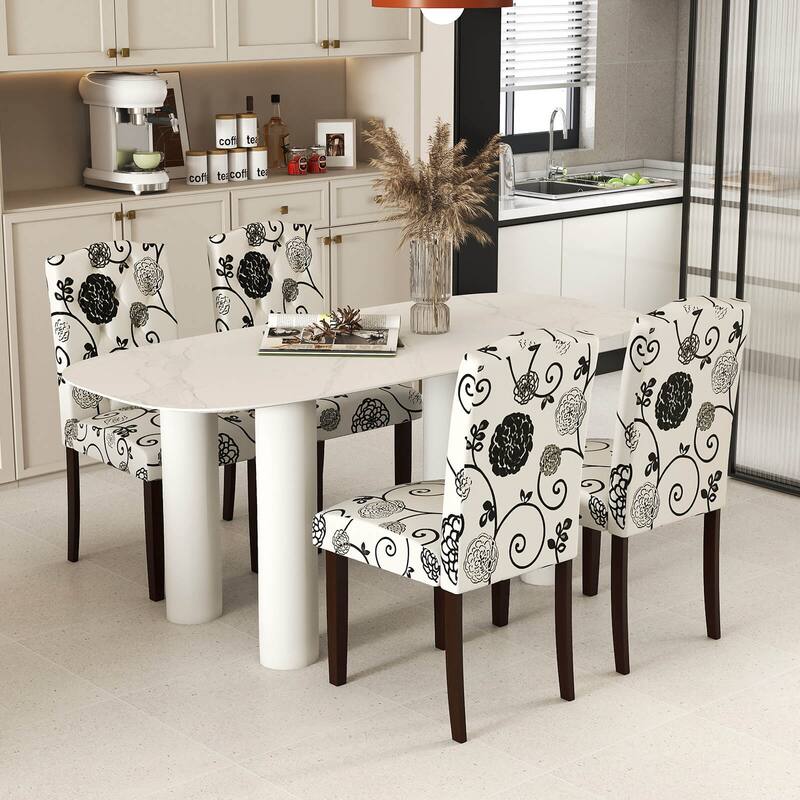 Costway Wooden Dining Chair Set of 2 with Rubber Wood Legs Padded Seat - See Details