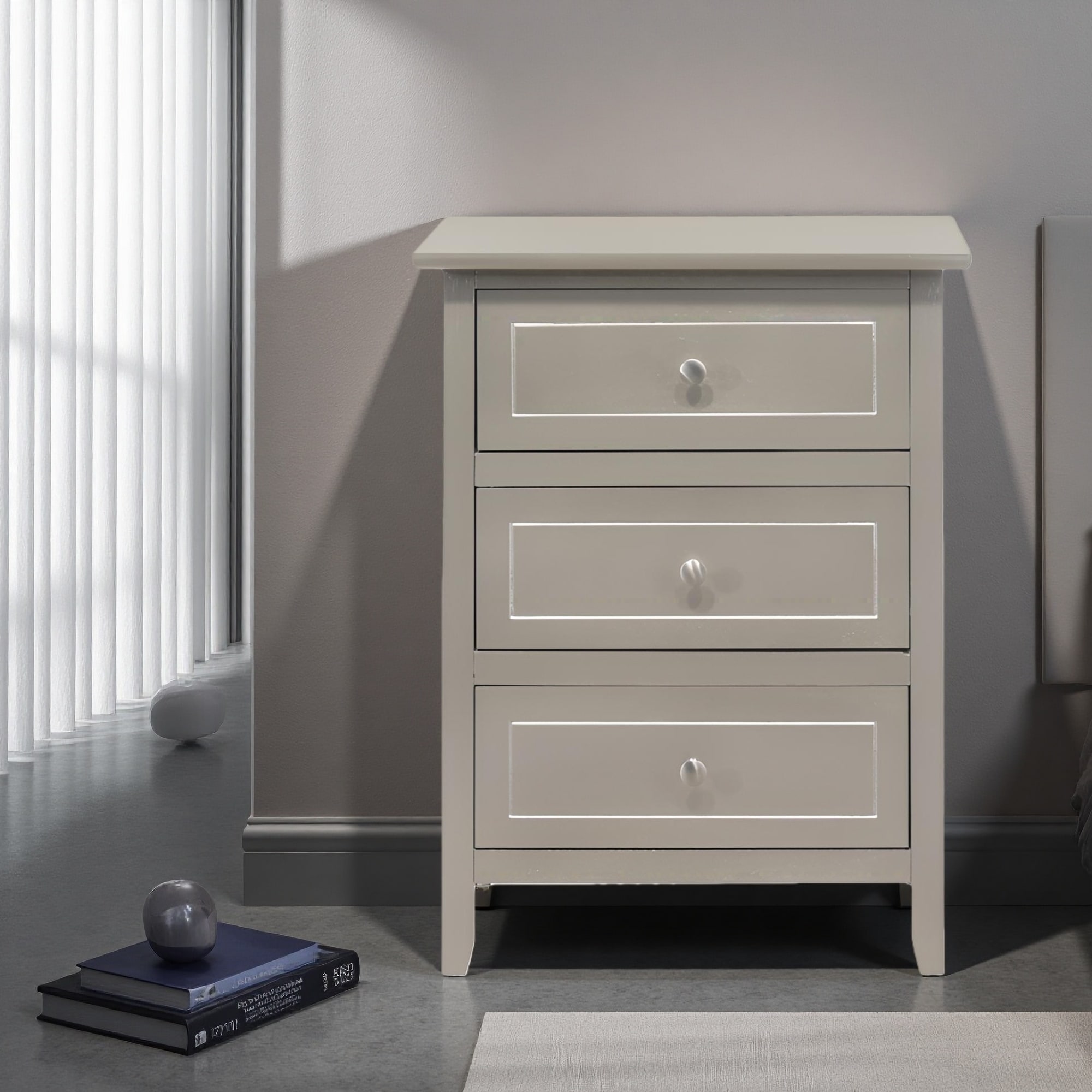 19"L Nightstand with Three Drawers, Durable Construction and Transitional Design