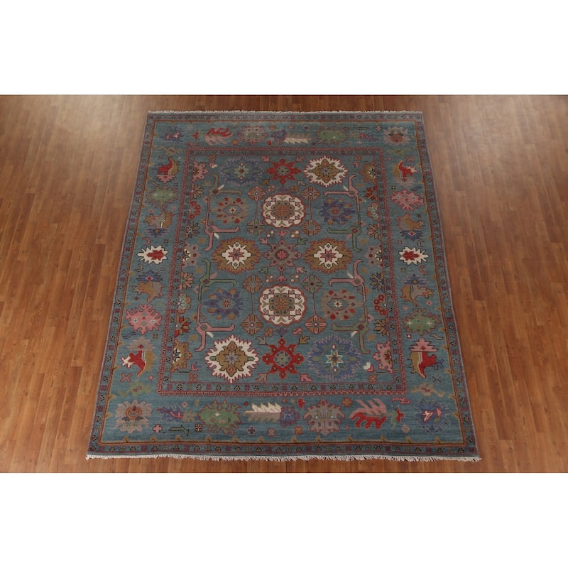 All-Over Oushak Oriental Area Rug Hand-Knotted Wool Carpet - 8'2"x 9'10"