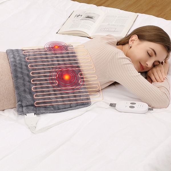 Weighted Heating Pad with 2 Massager, Electric Massaging Heating Pad for  Back Neck Shoulder with Massaging Vibration, 12