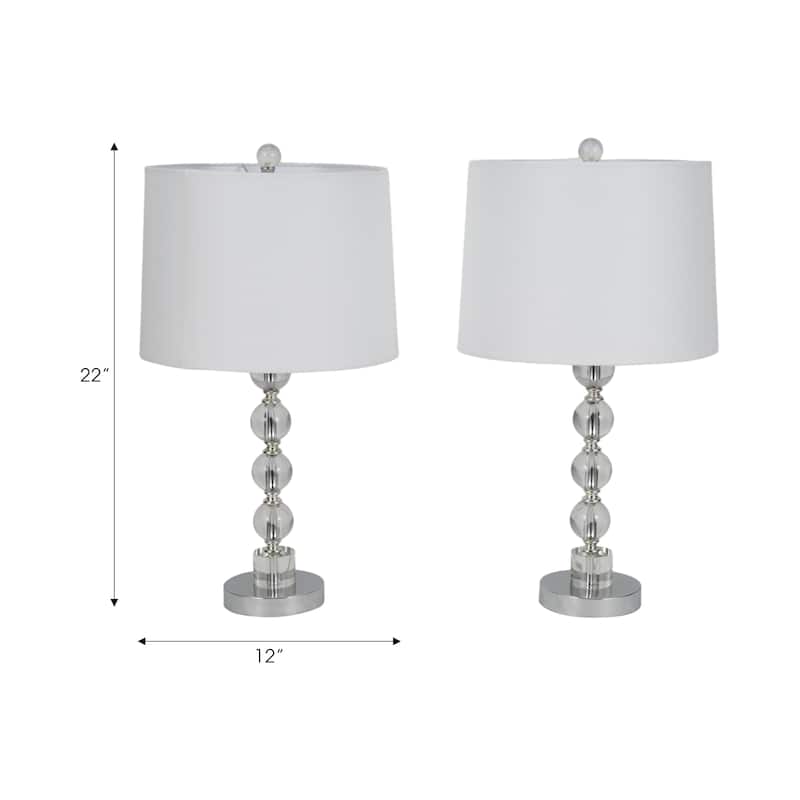 Sagebrook Home Set of 2 Crystal Silver Table Lamps - 12" x 12" x 22"