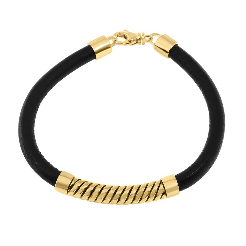 EFFY Men's Gold-Plated 925 Sterling Silver Leather Bracelet