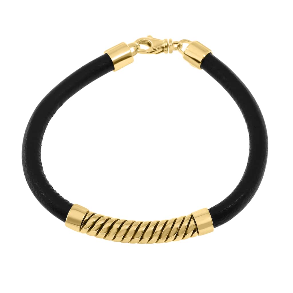 EFFY Men's Gold-Plated 925 Sterling Silver Leather Bracelet