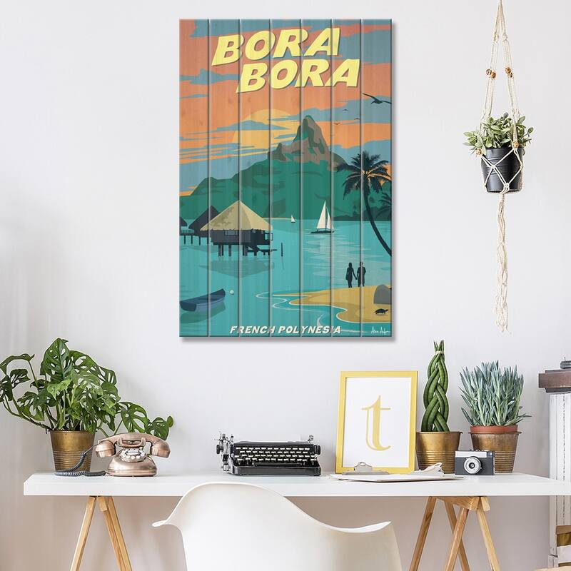 Bora Bora Print On Wood by IdeaStorm Studios - Multi-Color