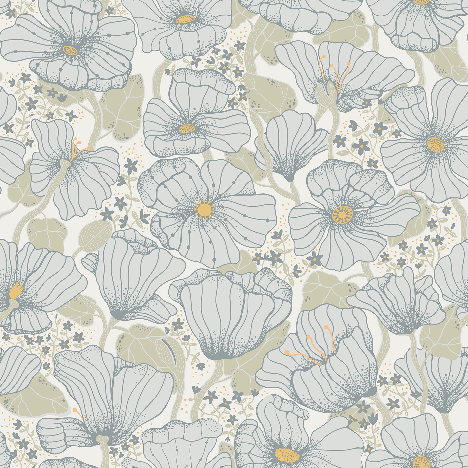 A-Street Prints Matilda Blue Poppy Fields Wallpaper