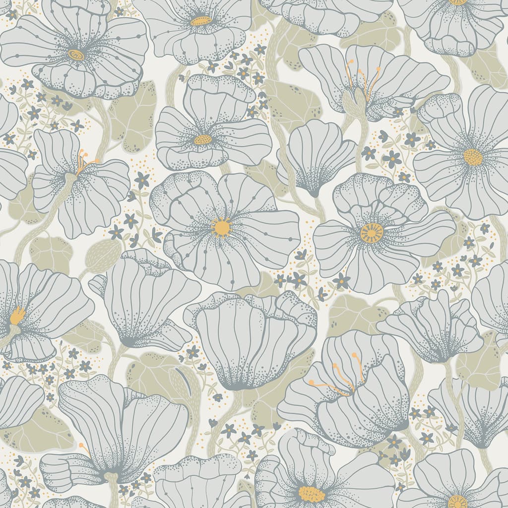 A-Street Prints Matilda Blue Poppy Fields Wallpaper