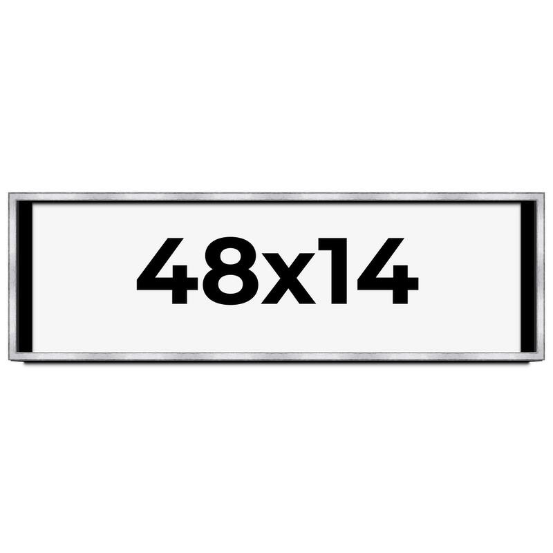 48x14 Shadow Box Frame Silver | 1.375 Inches Deep Real Wood