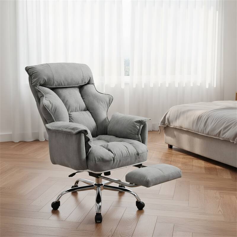 High-Back Executive Swivel Chair with Footrest & Adjustable Lumbar Support