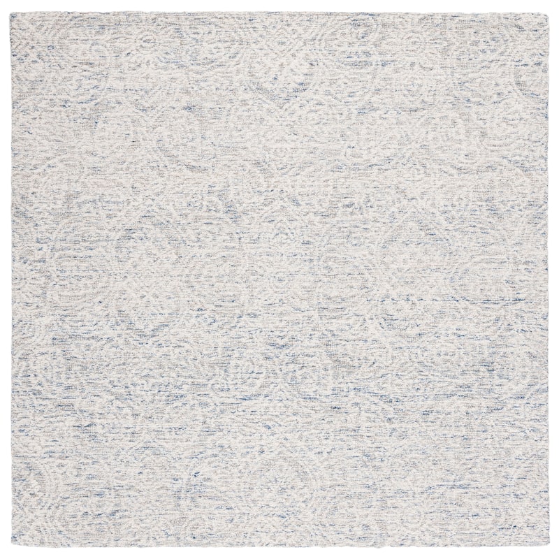 SAFAVIEH Handmade Metro Lorenzina French Country Wool Rug - 6' Square - Light Blue/Ivory - Square