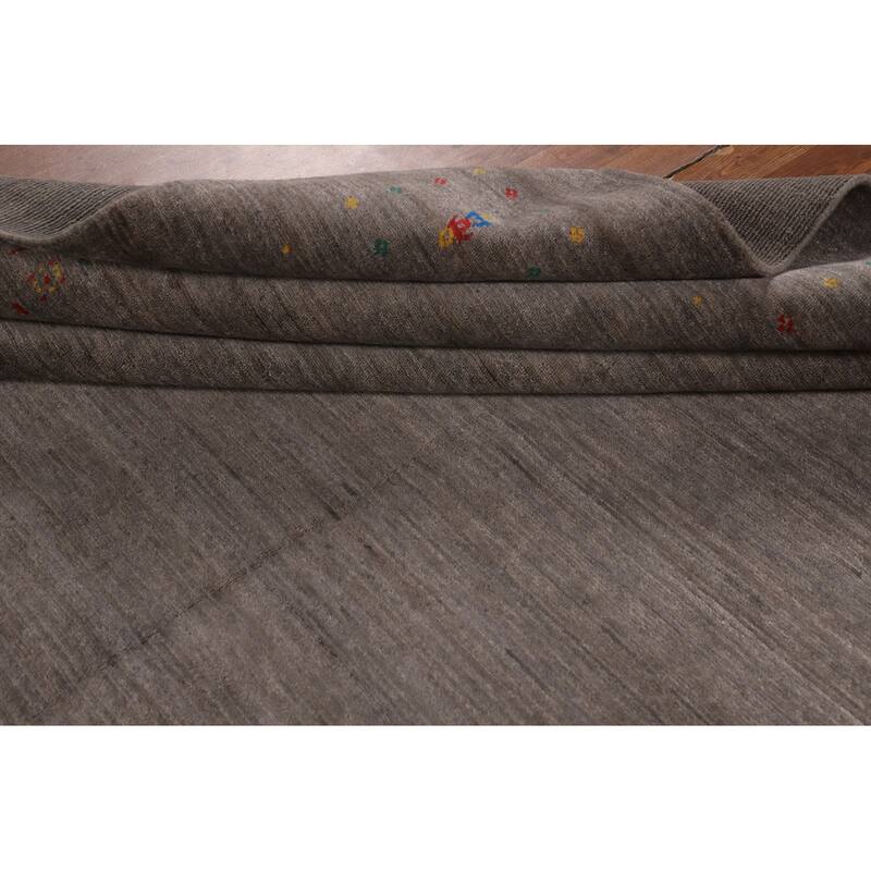 Earth Tone Gabbeh Indian Square Area Rug Handmade Wool Carpet - 10'0" X 9'9"