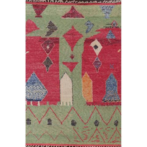 Wool Tribal Geometric Oriental Moroccan Area Rug Hand-knotted Carpet - 6'8" x 10'0"