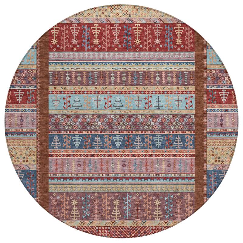 Machine Washable Indoor/Outdoor Global Kilim Chantille Rug