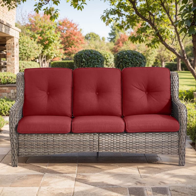 Gymojoy Outdoor Wicker Sofa Patio Rattan Wicker Furniture Cushion Sofa