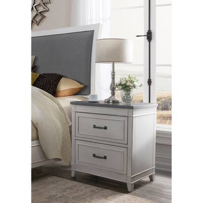 The Gray Barn Happy Horse 2-drawer Nightstand with Personal Security Drawer, White with Grey Top