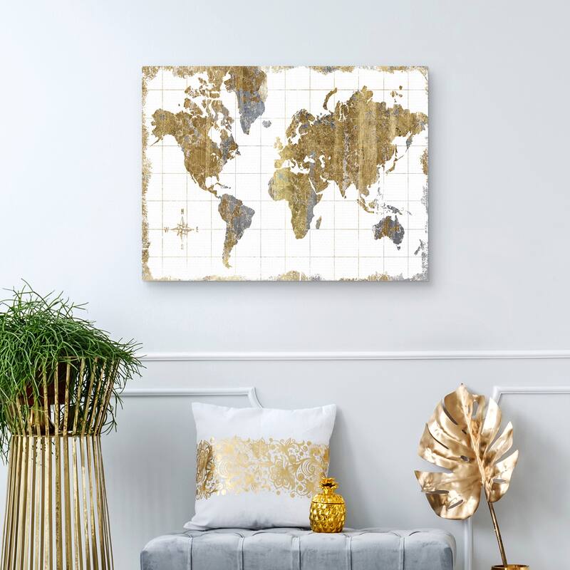 Gilded Map by Wild Apple Portfolio Canvas Art Print