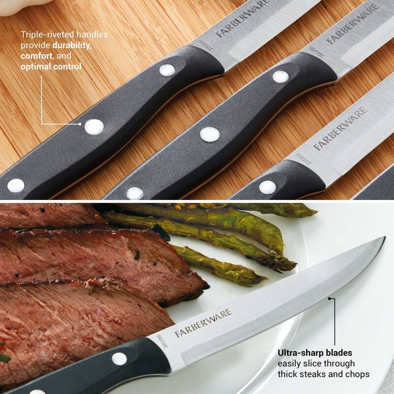 Farberware Stamped Triple Rivet Steak Knife 4 Piece Set