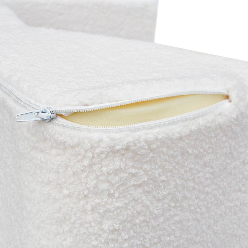 White 2-in-1 Toddler Sofa with Flip Open Lounger and Removable Washable Cover for Kids - 47.6” x 18” x 18”