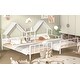 preview thumbnail 5 of 28, Metal Double Twin Size Platform Bed with House-shaped Headboard and Built-in Nightstand, White